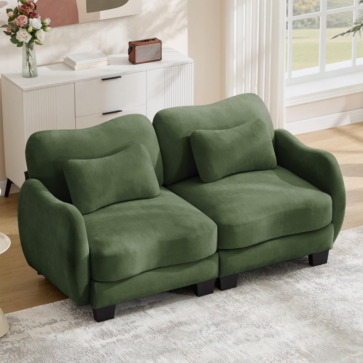101.1" Modular Cloud Couch Deep Seat Sectional Sofa L Shaped Couch