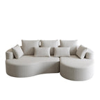Upholstered Oversized Sectional Sofa, 105 Inch Chenille 4 Seater Extra Deep Wide Seat Curved Cloud Couch with 7 Pillows, Free Combination Sofa Couch for Living Room,Bedroom UP862