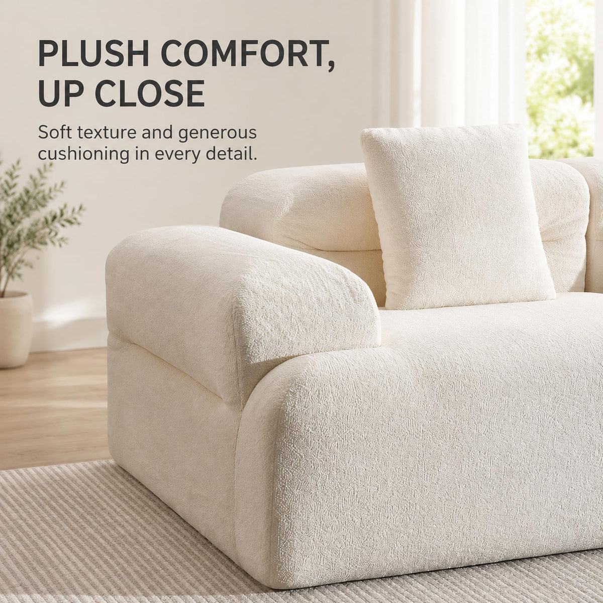 119.69" Modular Corduroy Sectional Sofa with Ottoman