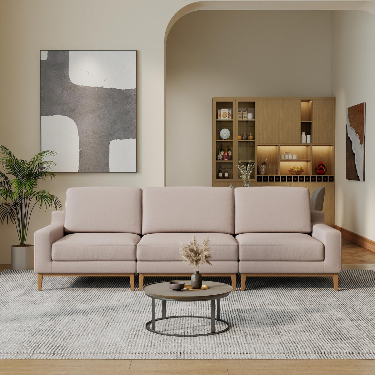 WJShome Oversized LoveSeat Modular Sectional Sofa, Wide Deep Seat Solid Wood Cloud Couch, FSC Certified Comfortable Cloud Couch Sectional, Sofa Covers Removable, White