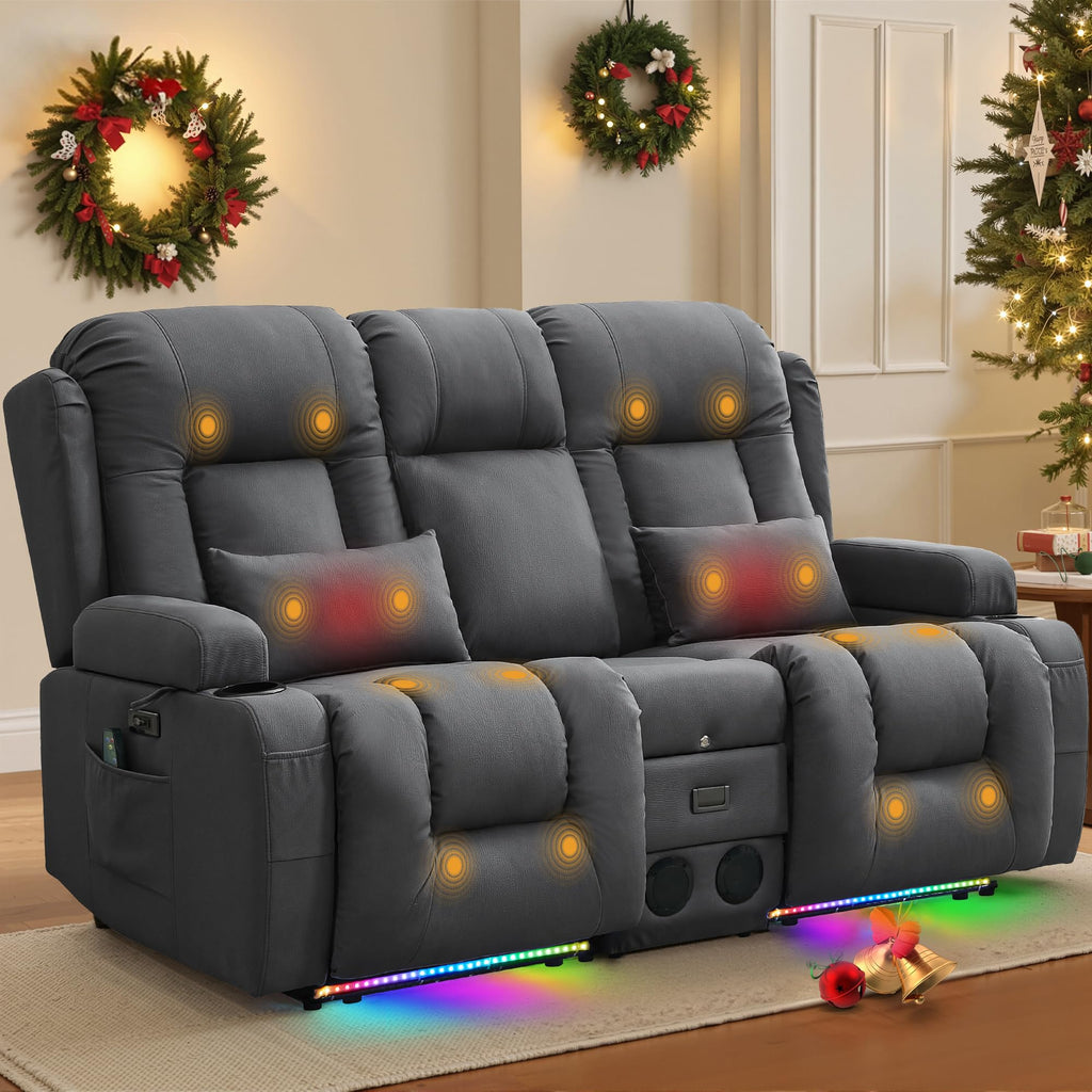TUNYI Power Loveseat Recliner Sofa with Massage & Heat