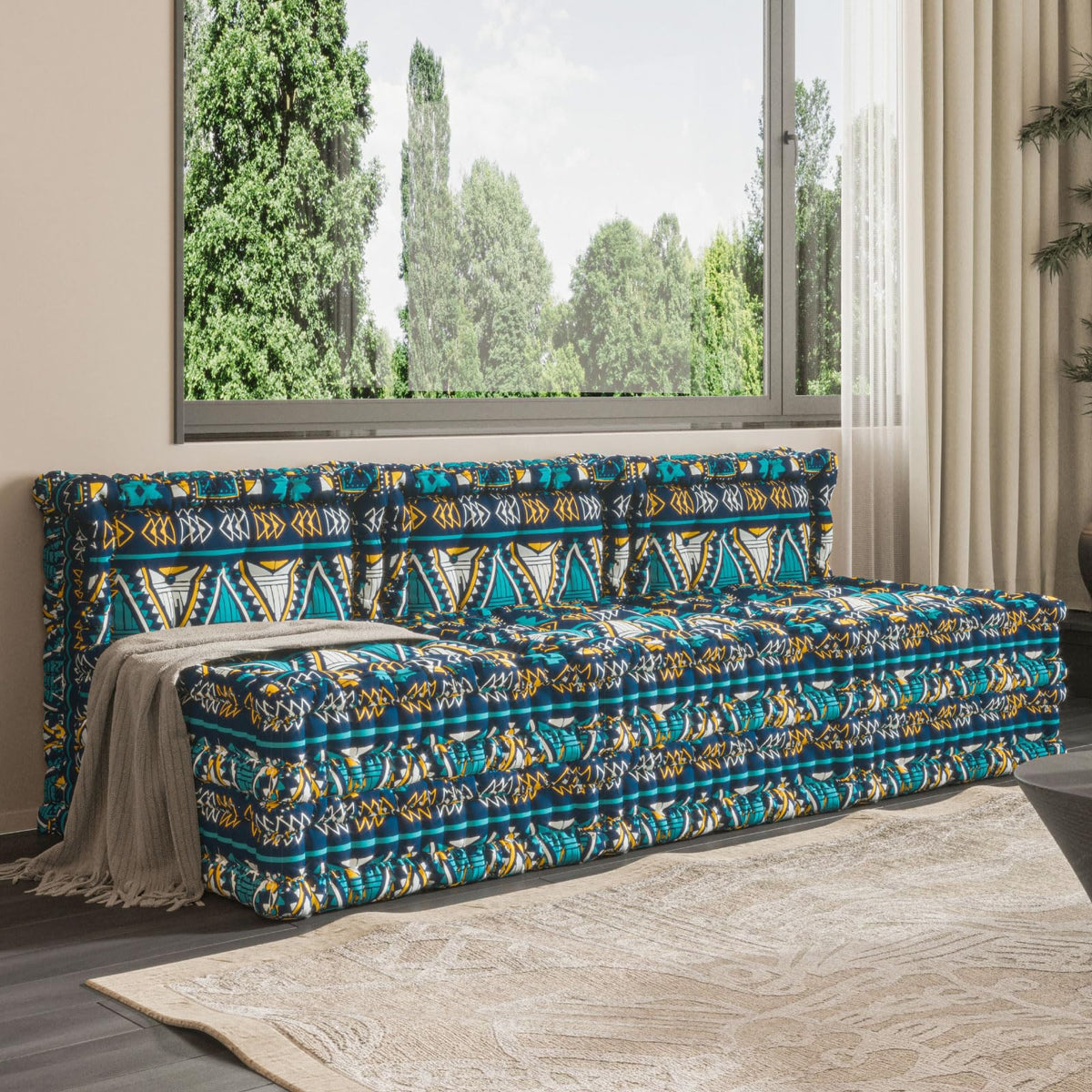 WOWMAX 3 Sets Floor Sofa Couch Bed Convertible Lazy Sofa Sleeper Bed, Floor Chair Bed Mattress Oversized Floor Pillow Ideal for Reading & Gaming, Home Decoration, Deep Blue