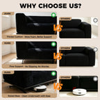 101" Boneless Couch with Raised Base, Deep Seat Cloud Sofa, Easy Clean