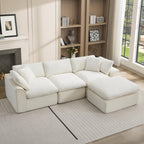 U Shaped Sectional Sofa, 141 in Cloud Couch, Black