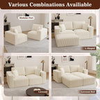 79" Modular Sectional Sofa, Cloud Couch Loveseat Memory Foam Boneless Couch with Chaise, Cozy Upholstered Corduroy Floor Couch, No Assembly Required Living Room Furniture for Apartment, Beige
