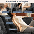 110" Oversized Cloud Sectional Boneless Couch, Modular Chenille L-Shaped Compressed Sofa with Ottoman & 3-in-1 Multi-Purpose Pillow, 3 Seater Memory Foam Couches for Living Room, Gray