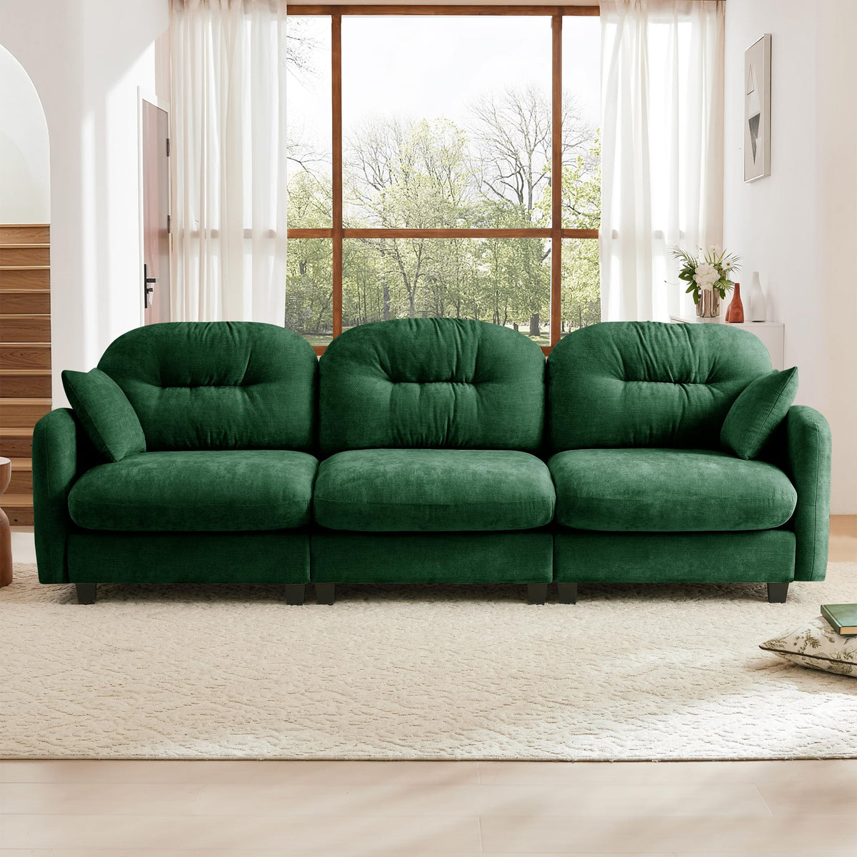 107" Modular Sectional Sofa, Comfy U Shaped Cloud Couch with Ottoman, Chenille Sofa Sleeper Deep Seat Sofas with Throw Pillows for Apartment-Camel