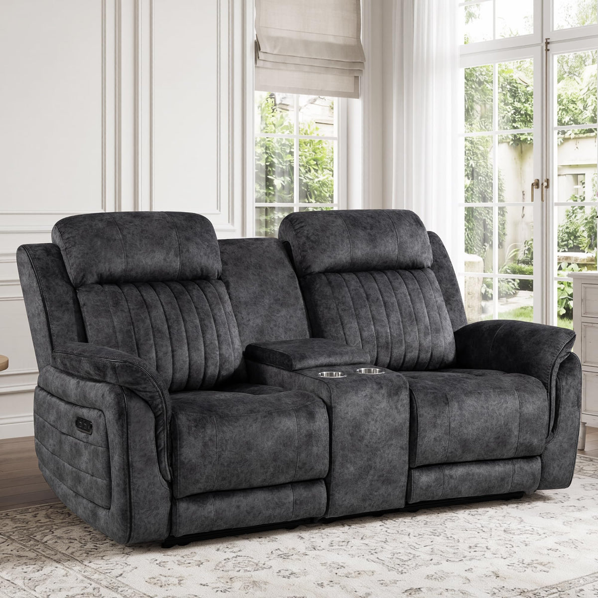 Zero Gravity Reclining Sofa w/ Drop-Down Backrest for Living Room, Blue