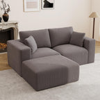 79" Modular Sectional Sofa, Cloud Couch Loveseat Memory Foam Boneless Couch with Chaise, Cozy Upholstered Corduroy Floor Couch, No Assembly Required Living Room Furniture for Apartment, Beige