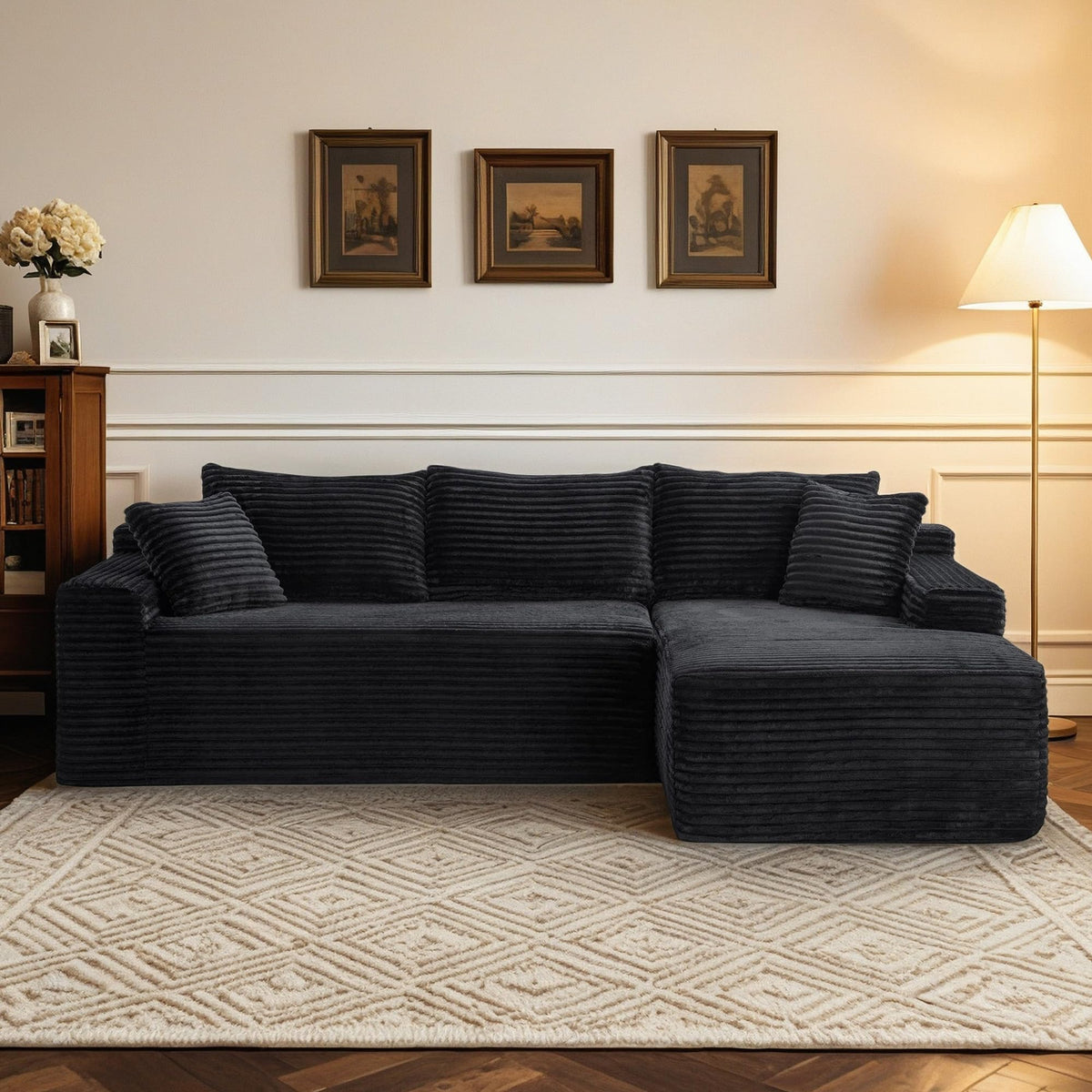 114" Brown Left Facing Sectional Couch with Chaise,Faux Leather Sectional Couch No Assembly Required,Boneless L Shaped Couch for Living Room