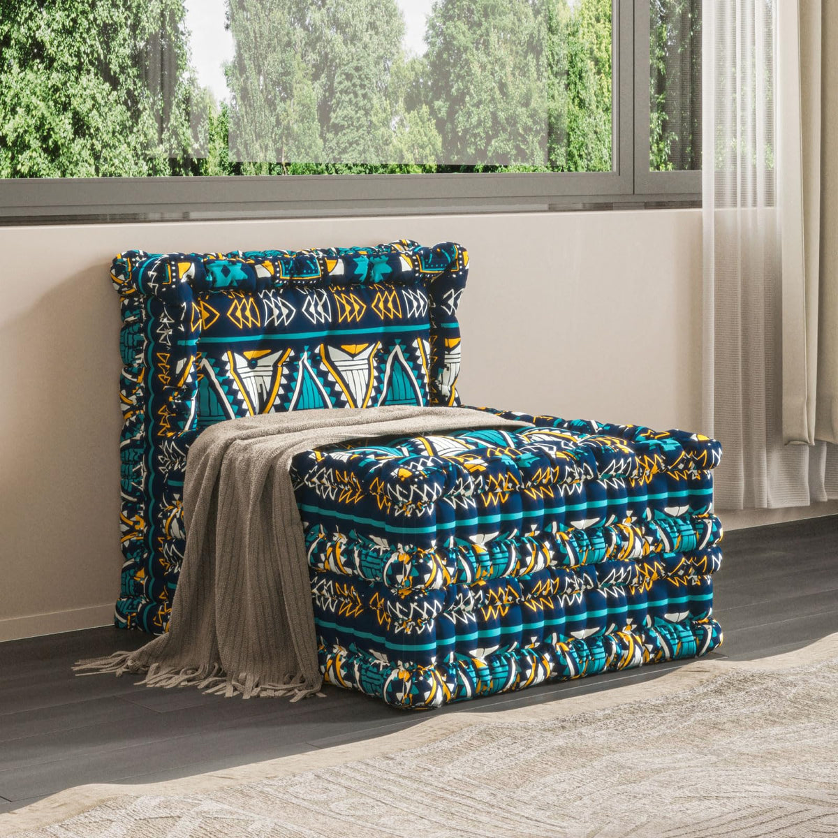 WOWMAX 3 Sets Floor Sofa Couch Bed Convertible Lazy Sofa Sleeper Bed, Floor Chair Bed Mattress Oversized Floor Pillow Ideal for Reading & Gaming, Home Decoration, Deep Blue