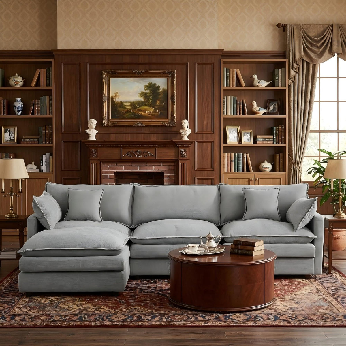 102" Oversized Modular Sectional Cloud Couch with Reversible Ottoman, 4-Seat Convertible L Shaped Deep Seat Sofa with Layers Cushions,Chenille Corner Sofa & Couch for Living Room