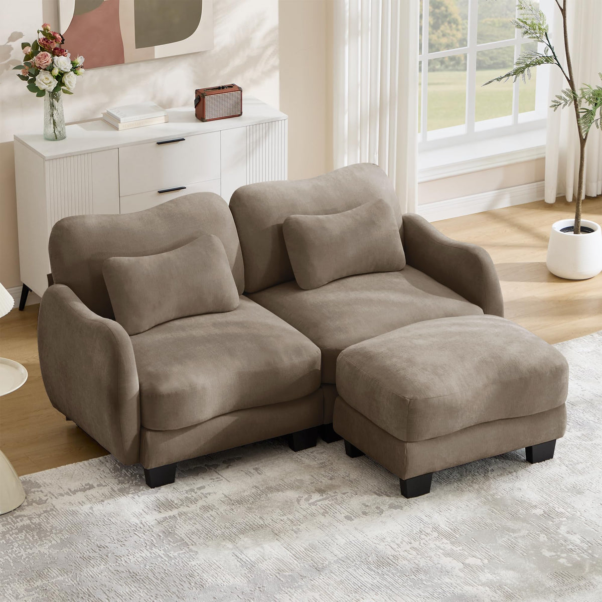 101.1" Modular Cloud Couch Deep Seat Sectional Sofa L Shaped Couch