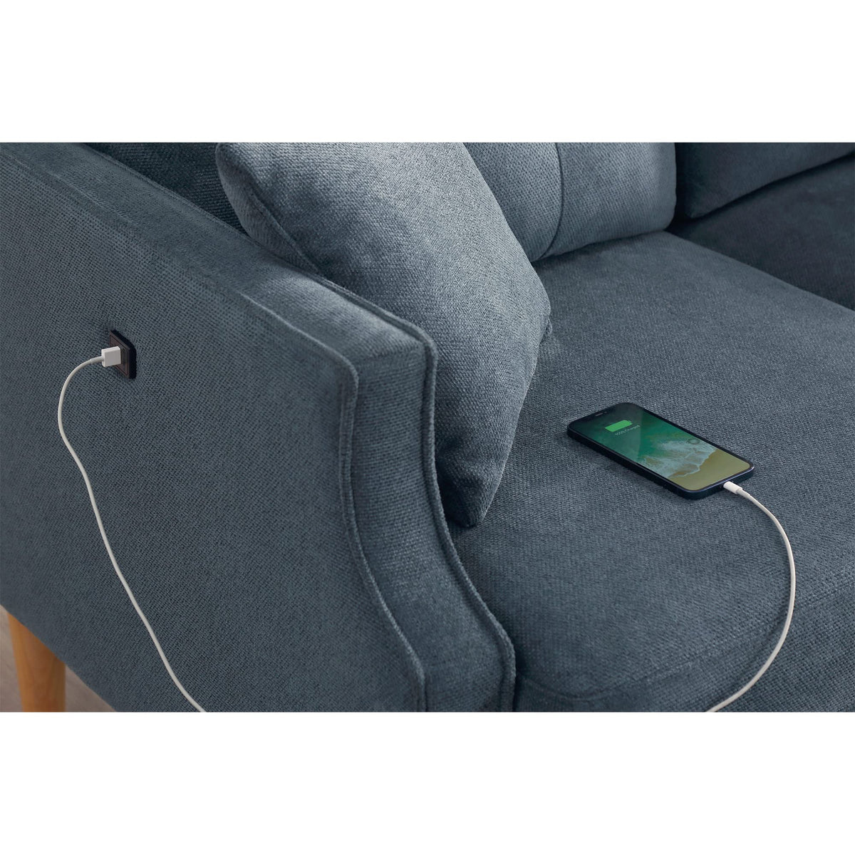 Tidyard Living Space 3 Seater Sofa with Waterproof Fabric & USB Charging Port, High-Density Foam Cushion, 800 lbs Weight Capacity, Polyester Upholstery, Dustproof & Breathable Living Room Couch