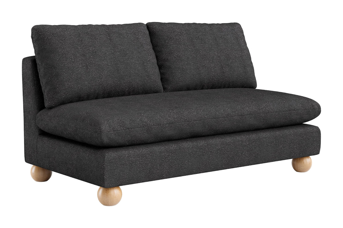 Zuo Minze Loveseat Black, Black Sofa, Modern Style, Textured Weave, Seats up to 2, Solid Rubberwood, Indoor Living, 61" W x 34.6" D x 33.1" H, Non-Stackable