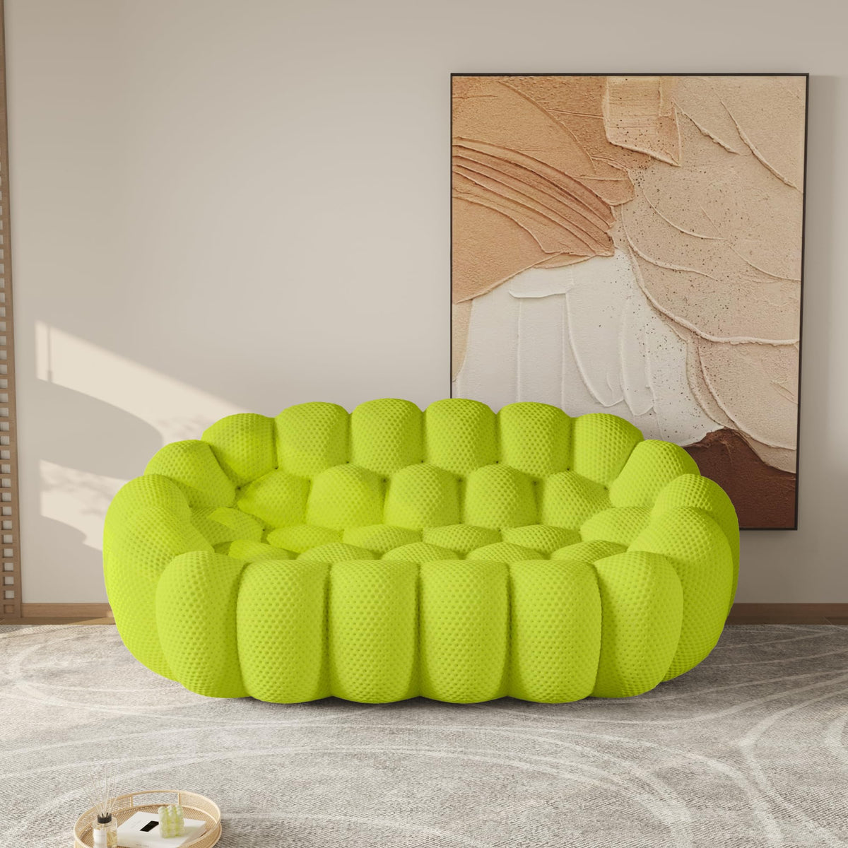 WJShome Modern Bubble Sofa Couch, 79.53" Curved Sofas for Living Room, Boneless Large Bean Bag Chair,Deep Seat Floor Sofas Chair Lounge 3 Seater for Home,Orange