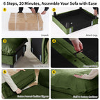 108'' Modular Sectional Couch, L-Shaped Chenille Cloud Sofa with Ottoman, Green Couch with Deep Seat for Living Room