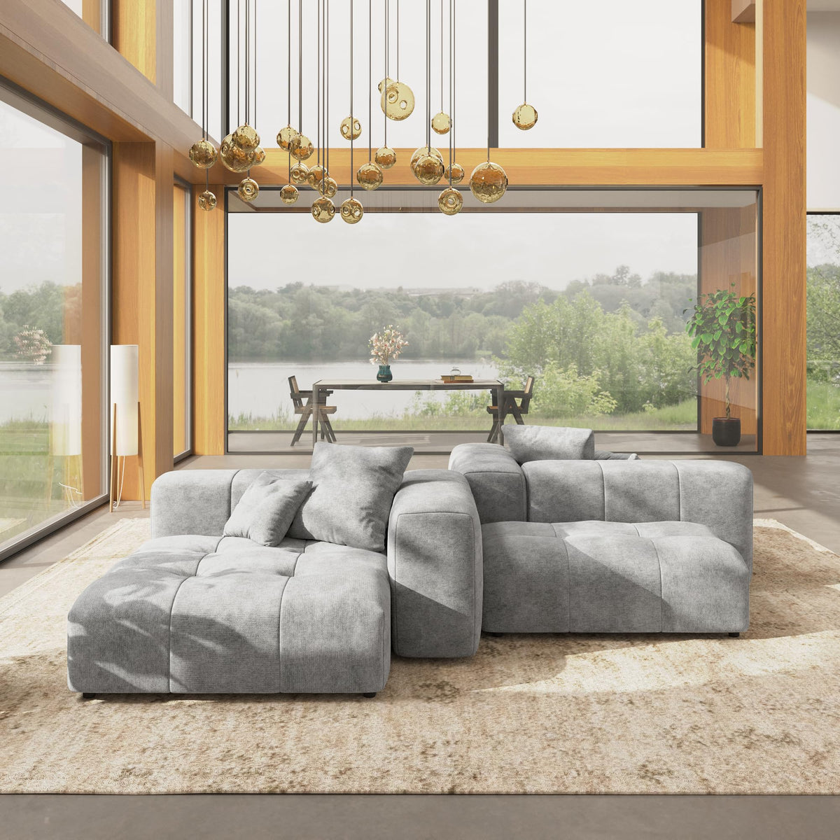 WJShome Oversized Sectional Couches for Living Room,183" V Shaped Couch, 6-Seater Cloud Modular Sectional Sofa, Linen Deep Seat Cloud Couches for Living Room,White