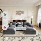 108" Cloud Sectional Couch with L Shape Chaise, Left Right Interchangeable,Modular Sofa with Deep Seat, Upholstered Couches for Living Room Bedroom,No Assembly Required, Soft Plush Corduroy Fab NV223