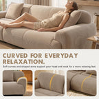 108" Curved Modular Sectional Sofa, Brown Boneless Couch with Ottoman, Corduroy Memory Foam L-Shaped Low Profile Sofa, No Assembly