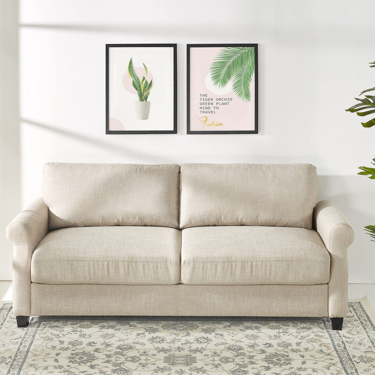Zinus Josh Sofa Couch/Easy, Tool-Free Assembly, Beige