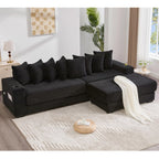 110.75'' Sleeper Sofa Bed King, Corduroy Modular Sectional Sofa, Black