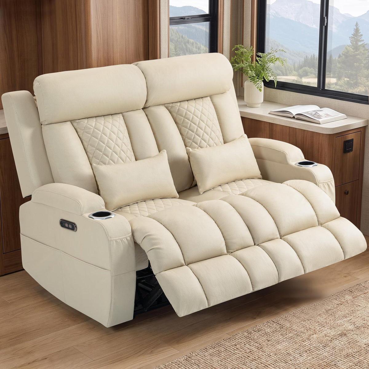 Wall Hugger Power Reclining Sofa w/ Adjustable Headrest, Gray