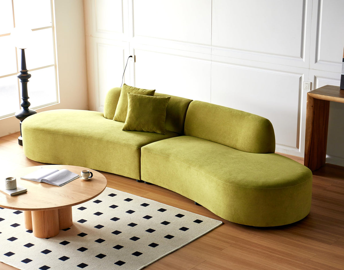 Tidyard Curved Sofa, 6 Seater Half Moon Design High-Density Foam Velvet Couch for Living Room Office Apartment