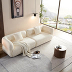 110" Modern Curved Sofa, 3-Seater Comfy Boucle Sofa Couch, Luxury Comfortable Sofas, Modular Sectional Couches for Living Room Home Office Apartment (Beige)