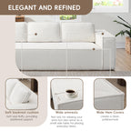 130" Ultra-Thick Chenille Modern Minimalist Style Modular Sectional Couch, Convertible Modular Cloud Sleeper Sofag, Modern Boneless Compressed Floor Sectional Sofa for Living Room, Beige