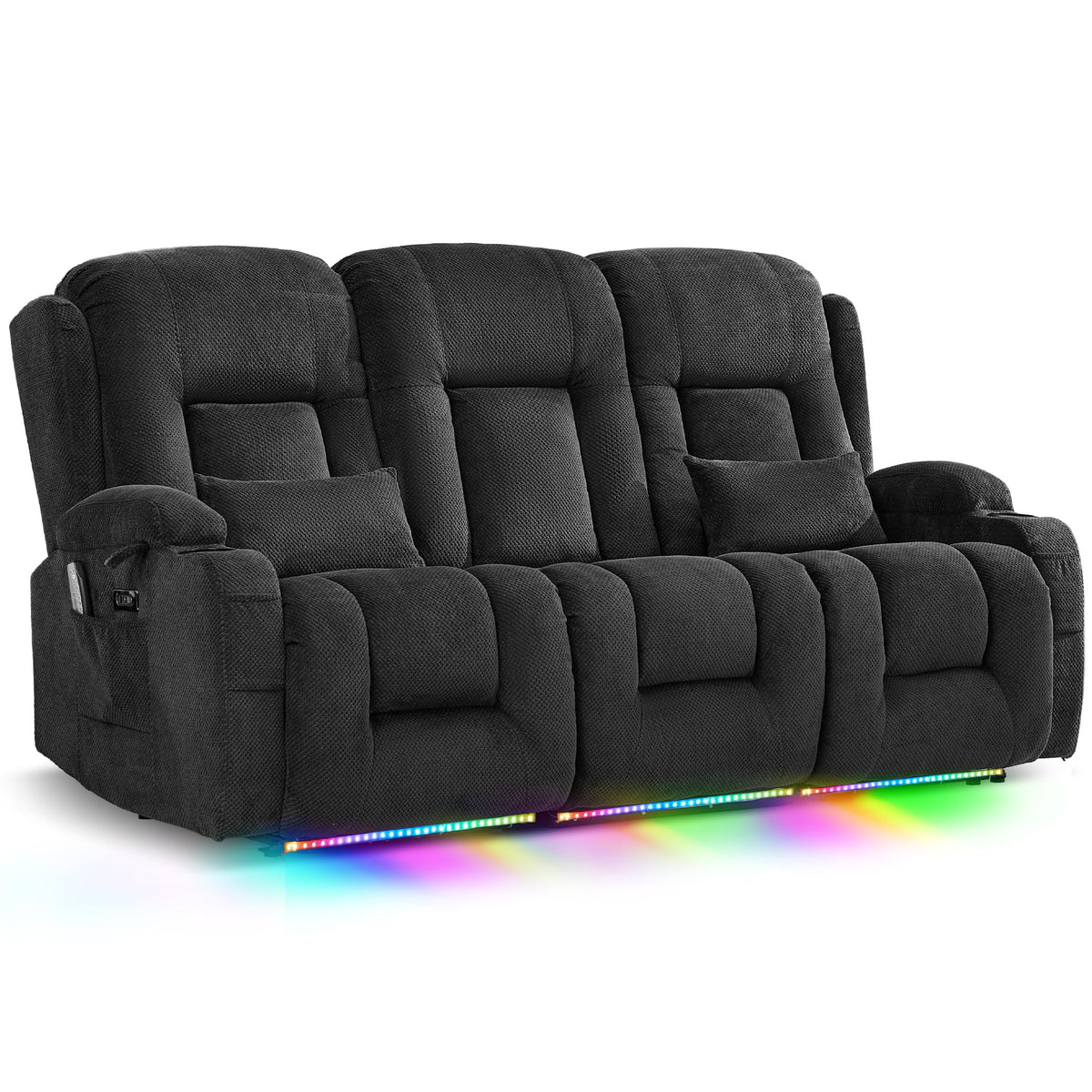 TUNYI Wall Hugger Home Theater Seating, Power Loveseat Recliner Sofa