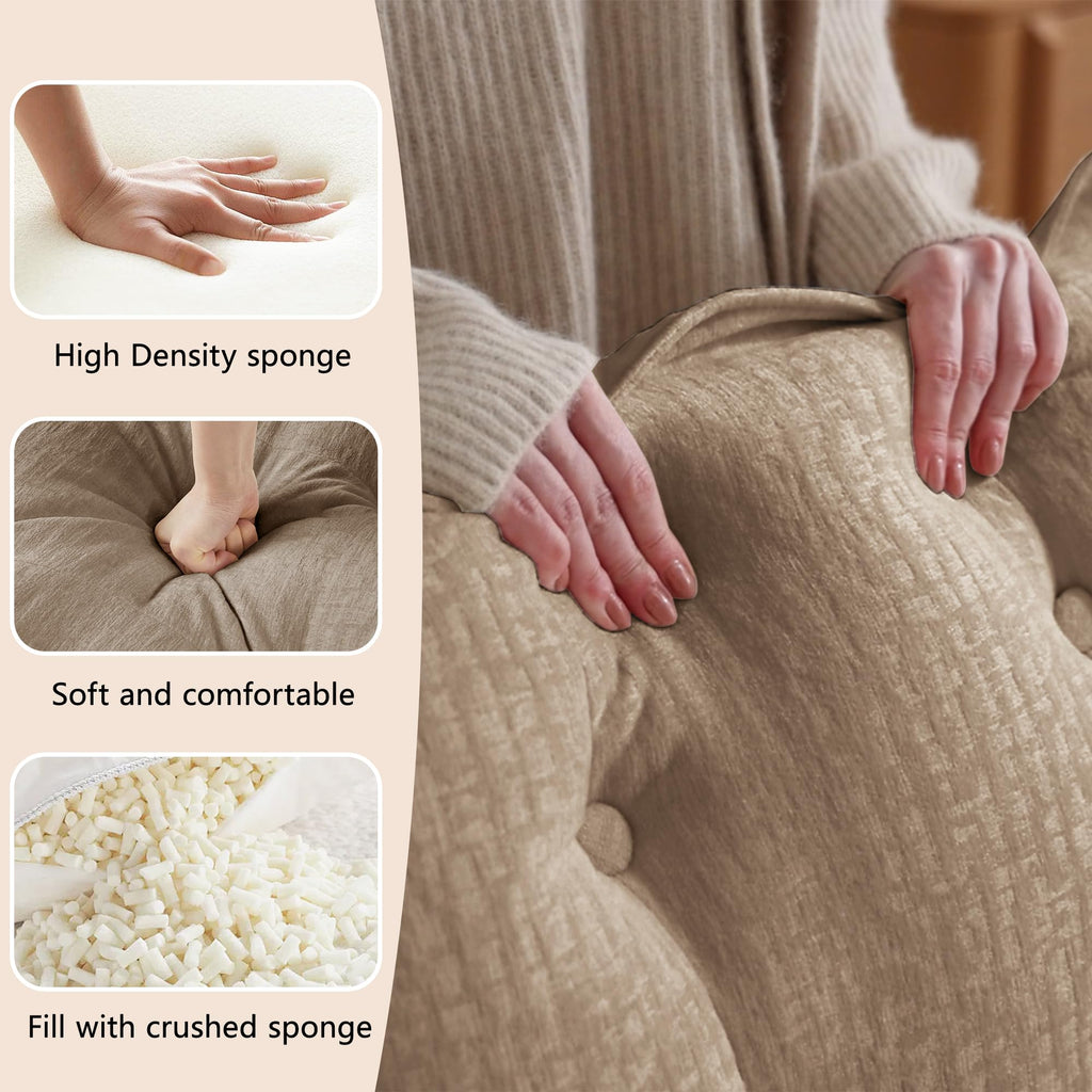 U Shaped Modular Sectional Sofa - 108" Chenille Cloud Deep Seat Couch with Ottoman, 5-Seat Comfy Lattice Decored Seat Cushion for Living Room, Apartment,Light Coffee