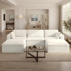 118.2" L‑Shape Modular Cloud Sectional Sofa, 3‑Seater Couch with Ottoman