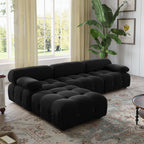 WJShome Modular Sectional Sofa with Ottoman,103.95 inch Convertible Sofa Couch with Reversible Chaise,Velvet L Shaped Minimalist Couch for Living Room, Modern Large Free Combination,Black