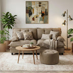 107.5" Modular Sectional Sofa-Chenille Deep 3 Seater L-Shaped Cloud Couch with Ottoman, Button Seat Cushions for Living Room & Apartment, Orange
