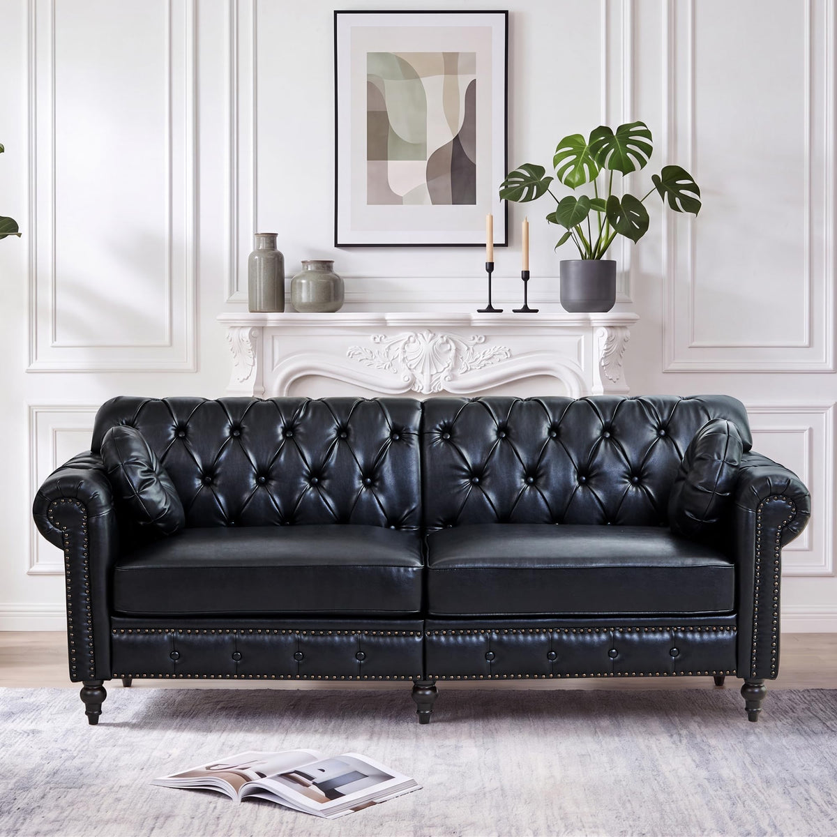 XUZENEST 3-Piece Chesterfield Sofa Set with 3-Seater Sofa&Loveseat&Chair
