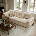 118" Modular Sectional Sofa, Cloud Chenille Couch with Adjustable Back Cushions, Deep Seat Living Room Sofa, Solid Wood Frame, Oversized 3-Seater Sectional for Home & Apartment, Beige