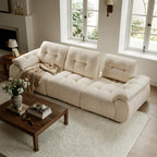 118" Modular Sectional Sofa, Cloud Chenille Couch with Adjustable Back Cushions, Deep Seat Living Room Sofa, Solid Wood Frame, Oversized 3-Seater Sectional for Home & Apartment, Beige