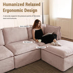 WJShome 5-Seater Cloud Modular Sofa Sectional Living Room Couch, Khaki