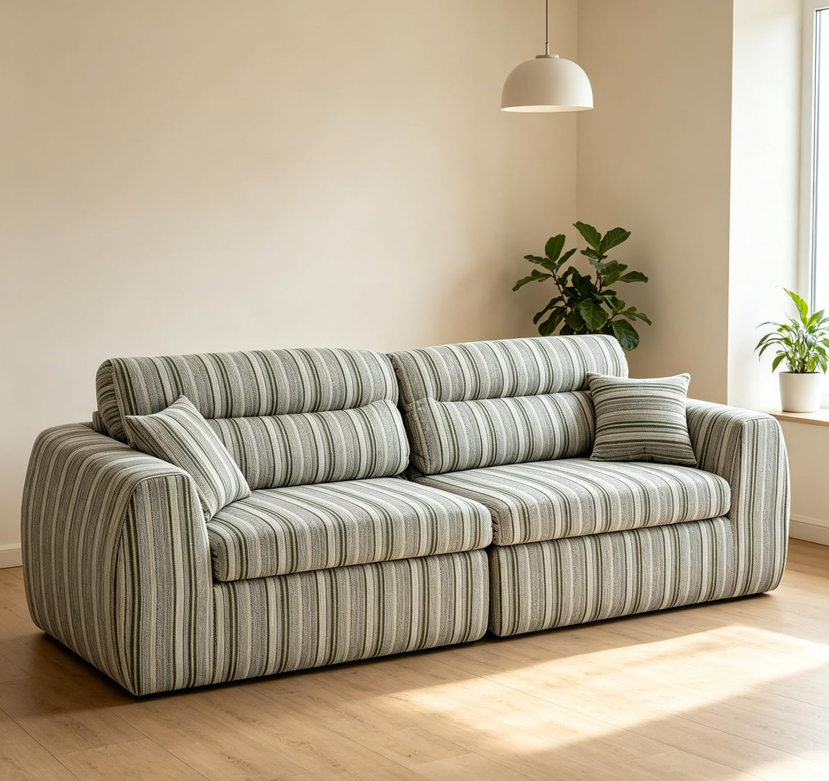 Woven Chenille Striped Sofa, Compact Straight Row Couch with High Density Sponge, No Assembly Space Saving Compression Sofa for Living Room Apartment Office (Bumblebee Stripe)