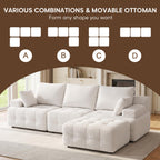 110" Cloud Sectional Couches for Living Room,Modern Convertible L-Shape Couch with Ottoman 3 Seater Chenille Fabric Comfy Cloud Couches with Movable Ottoman(Beige)