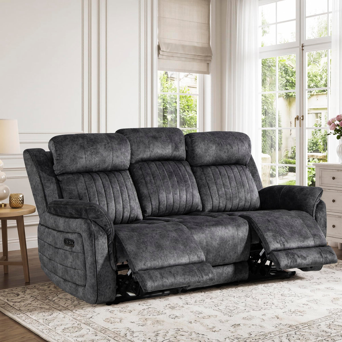 Zero Gravity Reclining Sofa w/ Drop-Down Backrest for Living Room, Blue