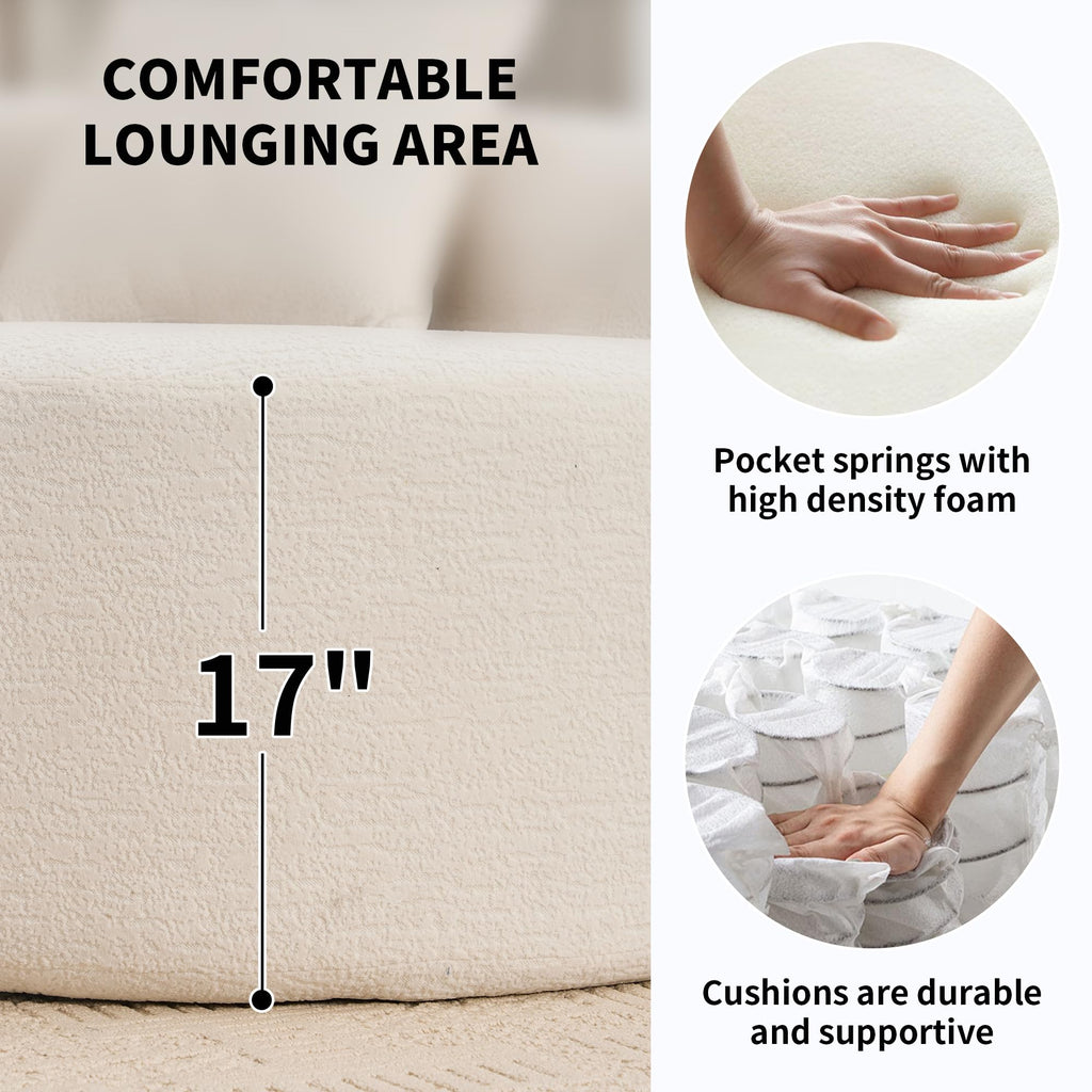 110'' Curved Boneless Sofa, Compression Sofa Modular Sectional Couch