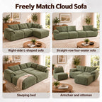 115" Boneless Modular Sectional Couch with Ottoman for Living Room