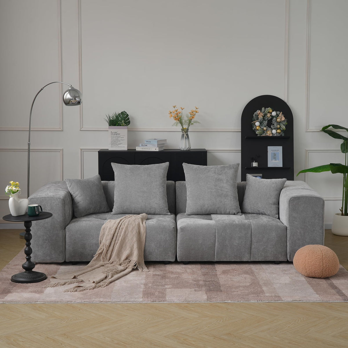 104.8" Modular Cloud Loveseat with Extra Wide & Deep Seats, Oversized 2-Seater Mid-Century Modern Couch for Living Room, Linen