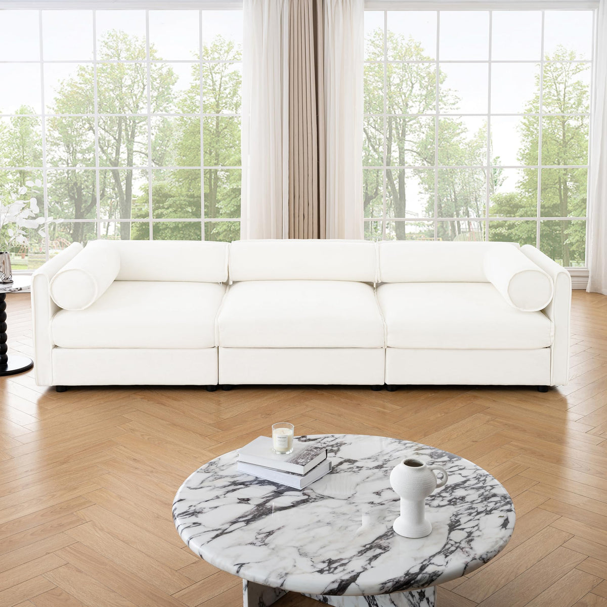 109'' Modular Sectional Sofa, Oversized 4 Seat L Shaped Couch with Storage Ottoman, Extra Deep Seat, Modern Comfy Convertible Chenille Sofa with Chaise, Lounge Couches for Living Room, Camel