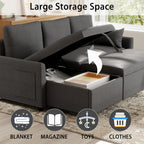 U Shaped Sleeper Sofa Bed: 106" Grey Sofas Sleeper Couch