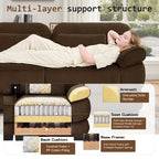 104'' Modular Sectional Couches, Cloud L Shaped Sofa for Living Room, Brown