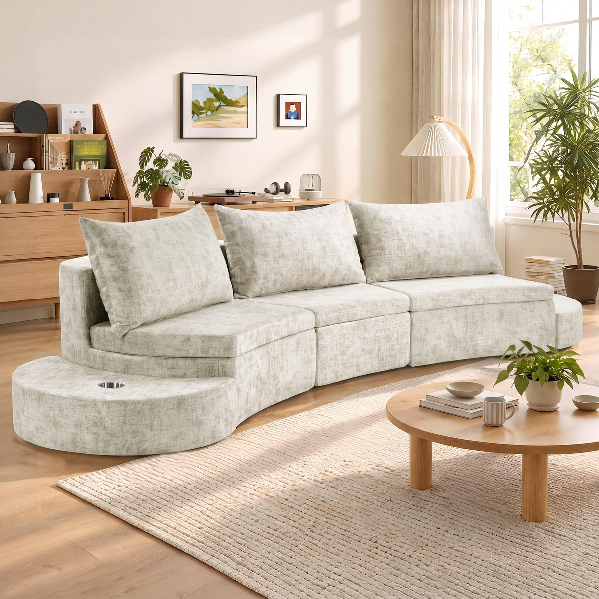 109.4'' Curved Modular Sectional Sofa, Round Sofa with Soft Upholstery