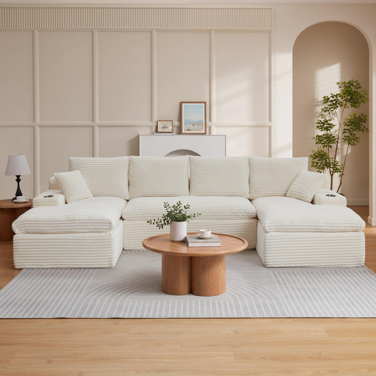 120" U Shaped Sectional Couches, Modular Sofas with Chaise